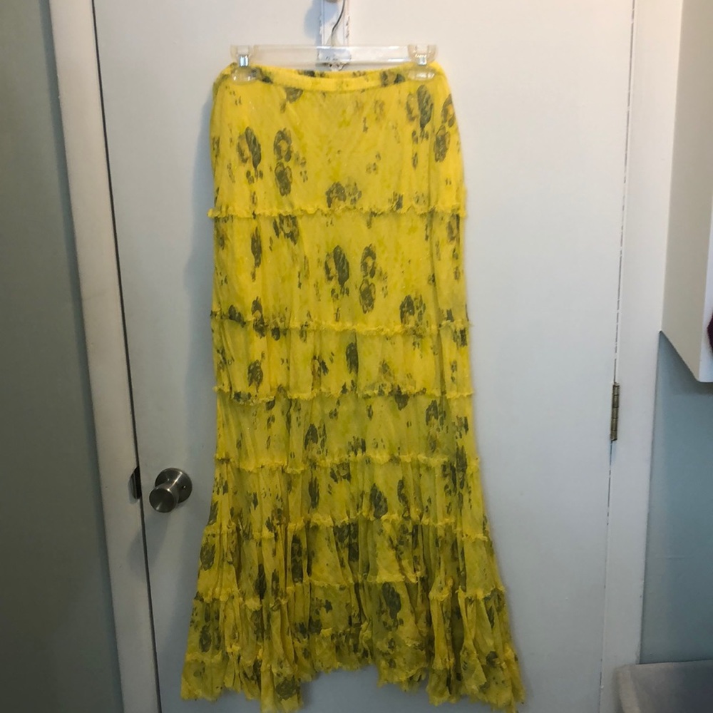 Yellow floral boho skirt